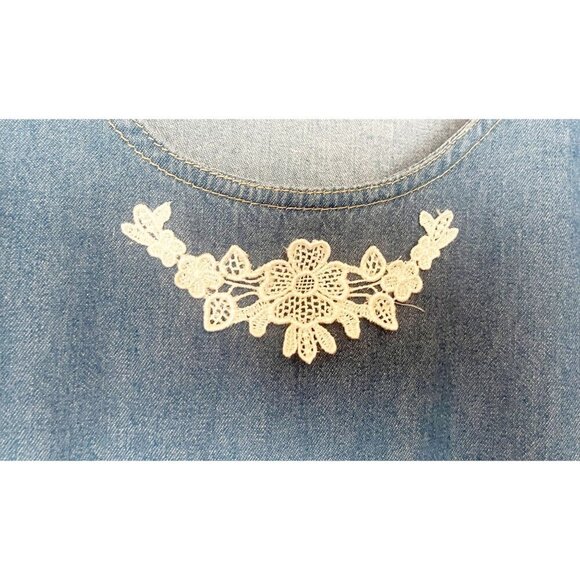 Vintage Cottage / Granny Core Blue Short Sleeve 80s 90s Dress Size M - Picture 5 of 7